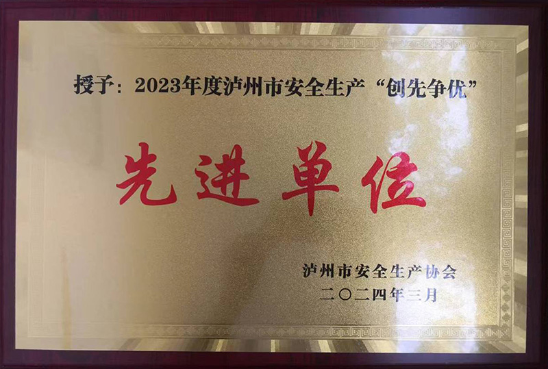 2023年度瀘州市安全生產(chǎn)“創(chuàng)先爭優(yōu)”先進(jìn)單位(圖1)